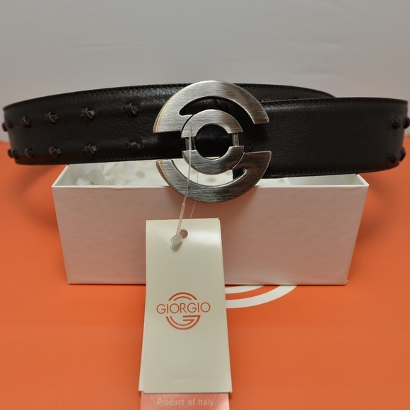 Giorgio G Black Leather Belt - Picture 1 of 1